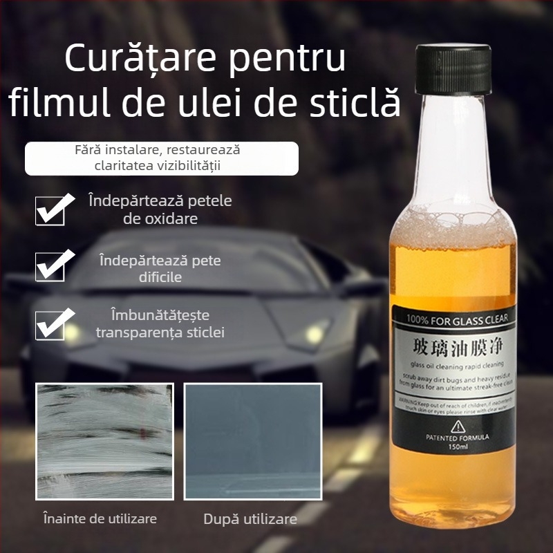 Îndepărtător de film uleios pentru geamul mașinii – Town Head Glass oil film net, 150 ml, marcă privată autorizată