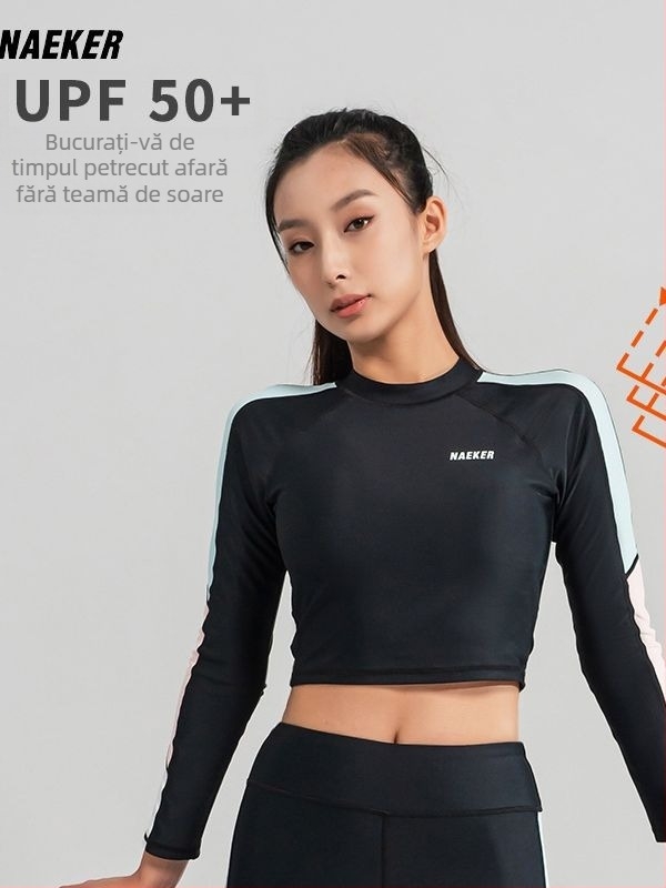 NAEKER Costum de surf pentru femei – protecție UV, top dintr-o singură bucată, țesătură din fibră chimică, pentru scufundări
