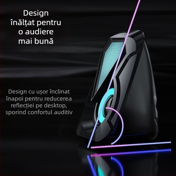 Boxe USB de birou cu subwoofer, sunet 2.0, conectare cablată la PC, 2x3W, fără ecran