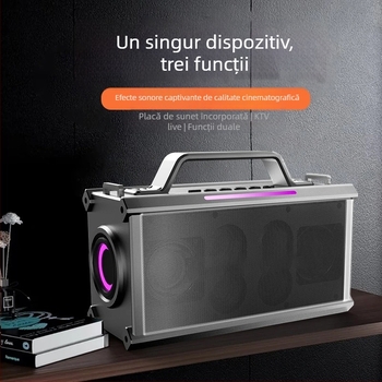 Boxă Bluetooth fără fir pentru karaoke, sunet stereo, 2 difuzoare, Bluetooth 5.0, 20W, răspuns în frecvențe 100Hz-20kHz, baterie încorporată 2000-4000mAh