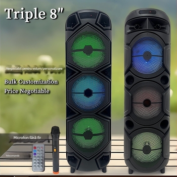 Difuzor Bluetooth portabil cu microfon pentru karaoke, sistem cu 4 difuzoare, 20W, BT 5.3, 100Hz-20kHz, SNR ≥75dB, baterie încorporată 2000-4000mAh