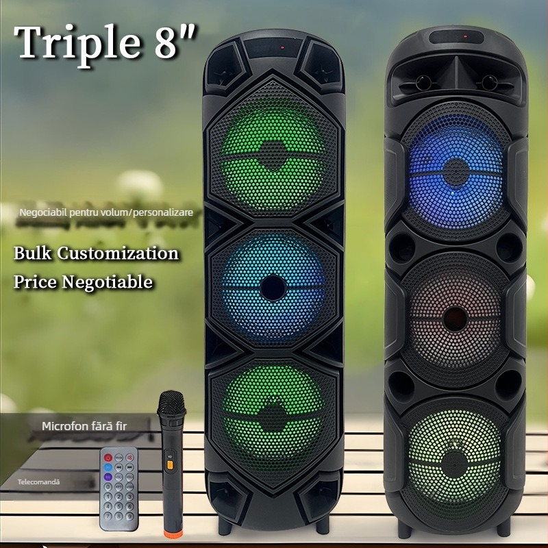 Difuzor Bluetooth portabil cu microfon pentru karaoke, sistem cu 4 difuzoare, 20W, BT 5.3, 100Hz-20kHz, SNR ≥75dB, baterie încorporată 2000-4000mAh