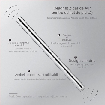 Magneți pentru unghii cu ochi de pisică - Multifuncțional, magnet cilindric cu două capete, magnet permanent, oțel inoxidabil 23 g