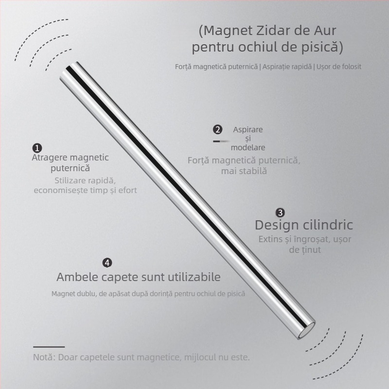 Magneți pentru unghii cu ochi de pisică - Multifuncțional, magnet cilindric cu două capete, magnet permanent, oțel inoxidabil 23 g