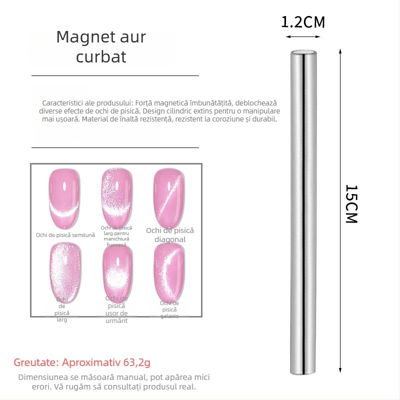 Magneți pentru unghii cu ochi de pisică - Multifuncțional, magnet cilindric cu două capete, magnet permanent, oțel inoxidabil 23 g