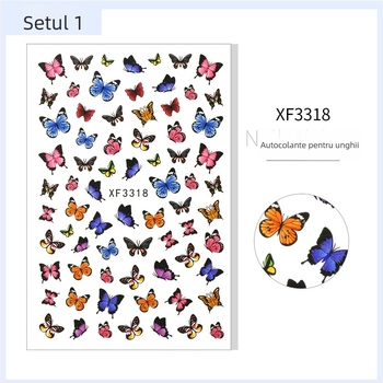 Set de stickere pentru unghii – model fluture, brand Yujia, material autocolant, stil simplu, conținut net: 9 g