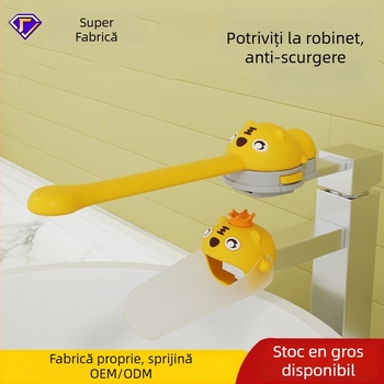 Extender de robinet pentru copii din silicon – design desen animat, anti-stropire, personalizare disponibilă, logo imprimat, Father Shield, seria Little Tiger