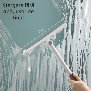 FaSoLa ștergător rotativ pentru ferestre de baie — unealtă manuală de curățare a sticlei (PP/TPR), ștergere pe o singură parte, pentru uz casnic
