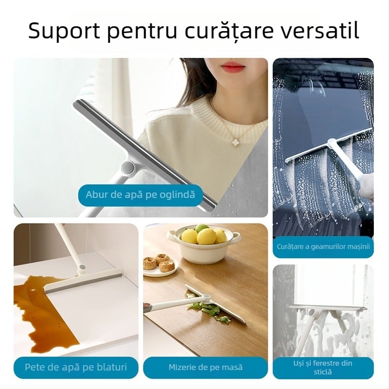 FaSoLa ștergător rotativ pentru ferestre de baie — unealtă manuală de curățare a sticlei (PP/TPR), ștergere pe o singură parte, pentru uz casnic