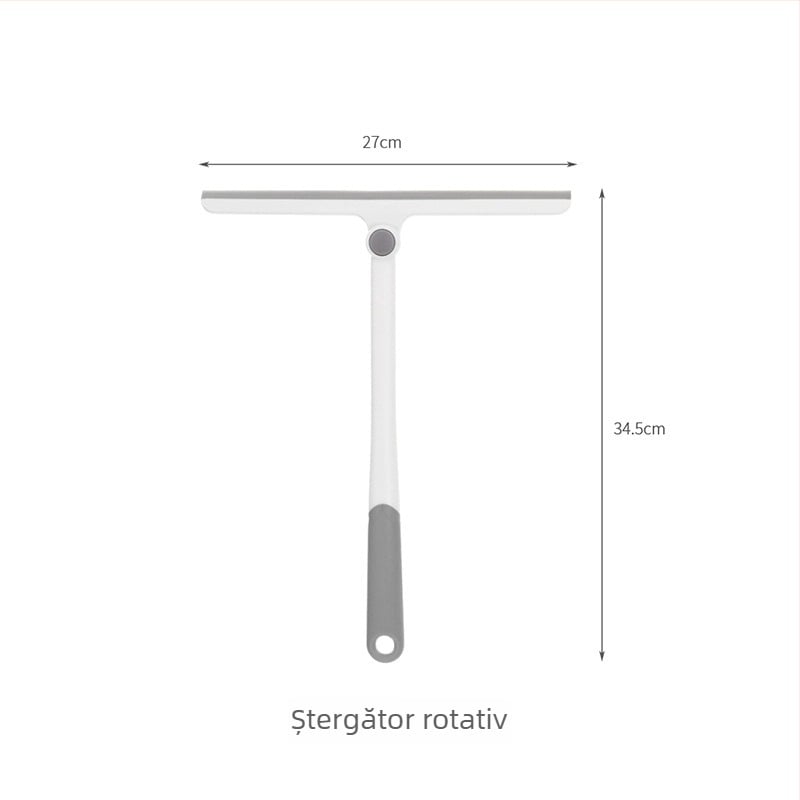 FaSoLa ștergător rotativ pentru ferestre de baie — unealtă manuală de curățare a sticlei (PP/TPR), ștergere pe o singură parte, pentru uz casnic