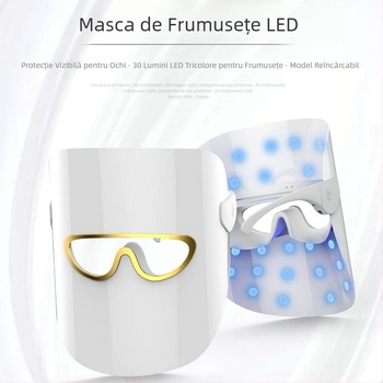 Mască facială LED portabilă cu lumină tri-coloare directă pentru fotorejuvenare a pielii – dispozitiv de îngrijire a pielii