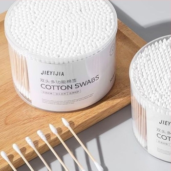 Bastonașe de bumbac pentru curățarea urechilor și machiaj, bețe din lemn, în cutie