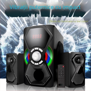Sistem de boxe Bluetooth 2.1 pentru multimedia cu amplificator de subwoofer (BT 5.3; 80W; 20 Hz–20 kHz; Sunet 360°; Iluminare RGB)