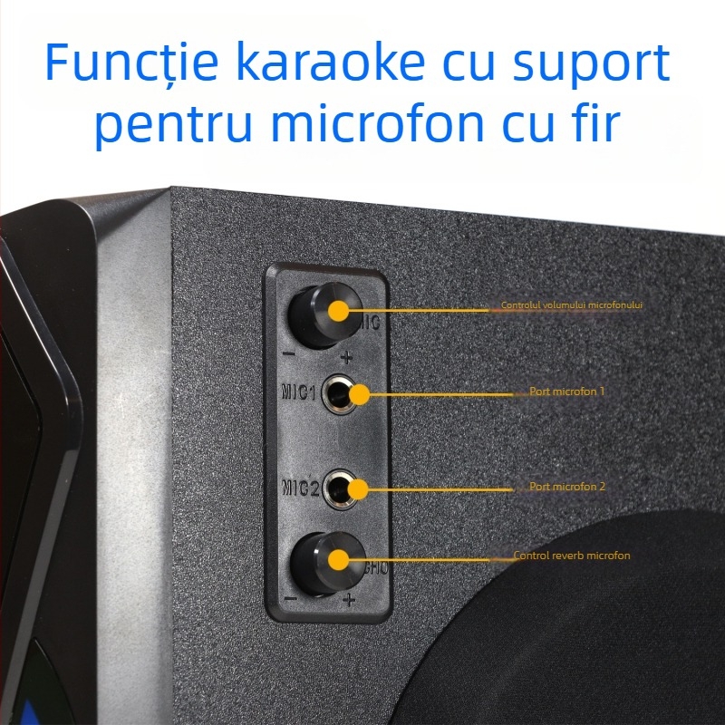 Sistem de boxe Bluetooth 2.1 pentru multimedia cu amplificator de subwoofer (BT 5.3; 80W; 20 Hz–20 kHz; Sunet 360°; Iluminare RGB)