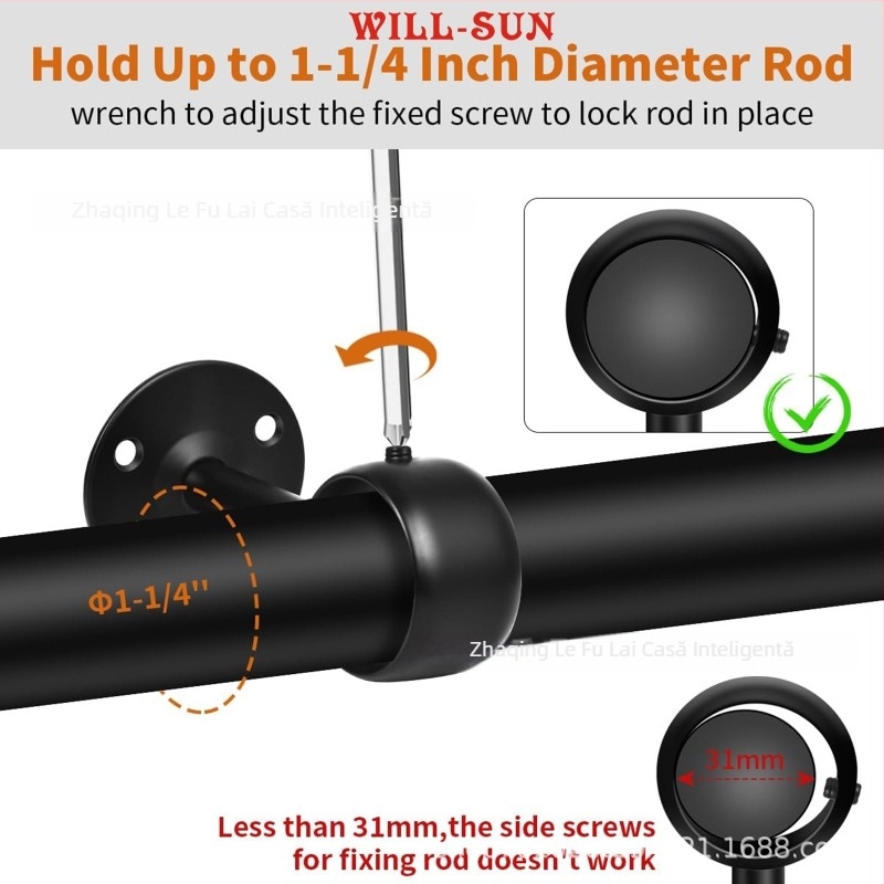 Suport pentru bară de perdea, montat pe tavan sau pe perete, din oțel inoxidabil, stil modern minimalist, finisaj vopsit copt