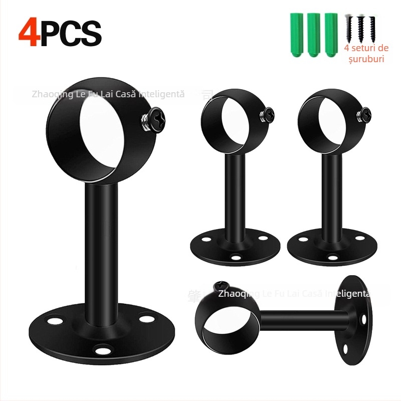 Suport pentru bară de perdea, montat pe tavan sau pe perete, din oțel inoxidabil, stil modern minimalist, finisaj vopsit copt