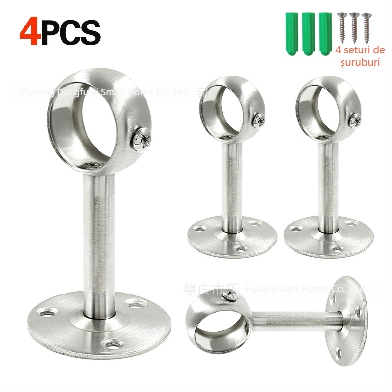 Suport pentru bară de perdea, montat pe tavan sau pe perete, din oțel inoxidabil, stil modern minimalist, finisaj vopsit copt