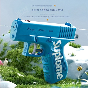 Pistol de apă manual cu design dublu pentru copii – jucărie din plastic, vârsta 7-14 ani, certificare 3C