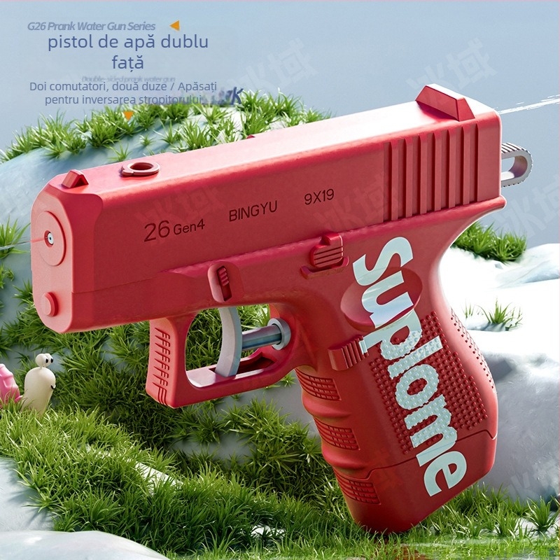 Pistol de apă manual cu design dublu pentru copii – jucărie din plastic, vârsta 7-14 ani, certificare 3C