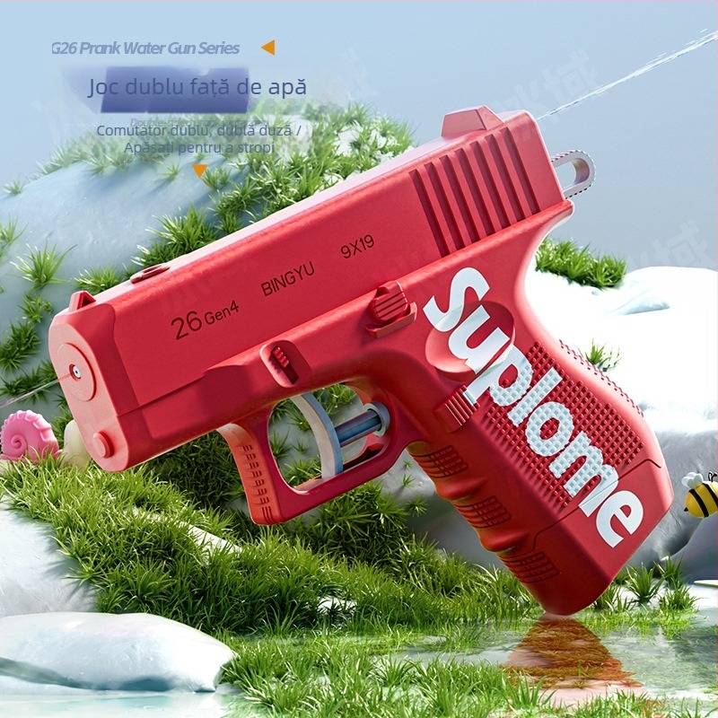Pistol de apă manual cu design dublu pentru copii – jucărie din plastic, vârsta 7-14 ani, certificare 3C