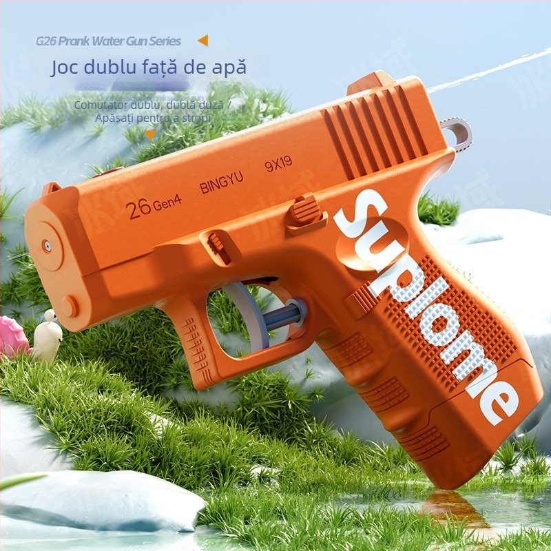 Pistol de apă manual cu design dublu pentru copii – jucărie din plastic, vârsta 7-14 ani, certificare 3C
