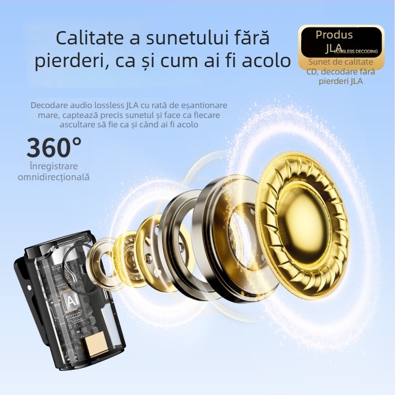 SX101 Microfon lavalier wireless pentru streaming live – Reducere zgomot AI, sunet cu canale duale, baterie încorporată 500–800 mAh, autonomie 6–8 h