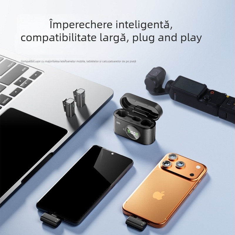 SX101 Microfon lavalier wireless pentru streaming live – Reducere zgomot AI, sunet cu canale duale, baterie încorporată 500–800 mAh, autonomie 6–8 h