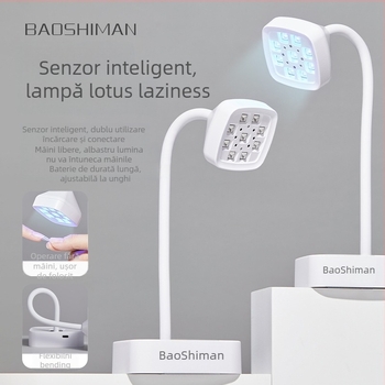 Lampă desktop pentru artă a unghiilor, design lotus, reîncărcabilă, activată prin senzor, uscare rapidă