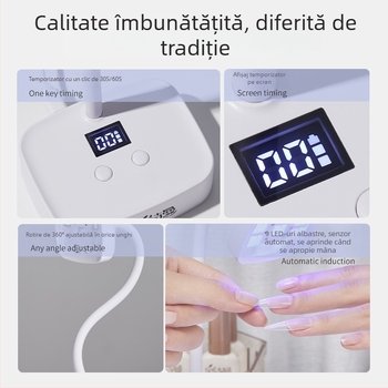 Lampă desktop pentru artă a unghiilor, design lotus, reîncărcabilă, activată prin senzor, uscare rapidă