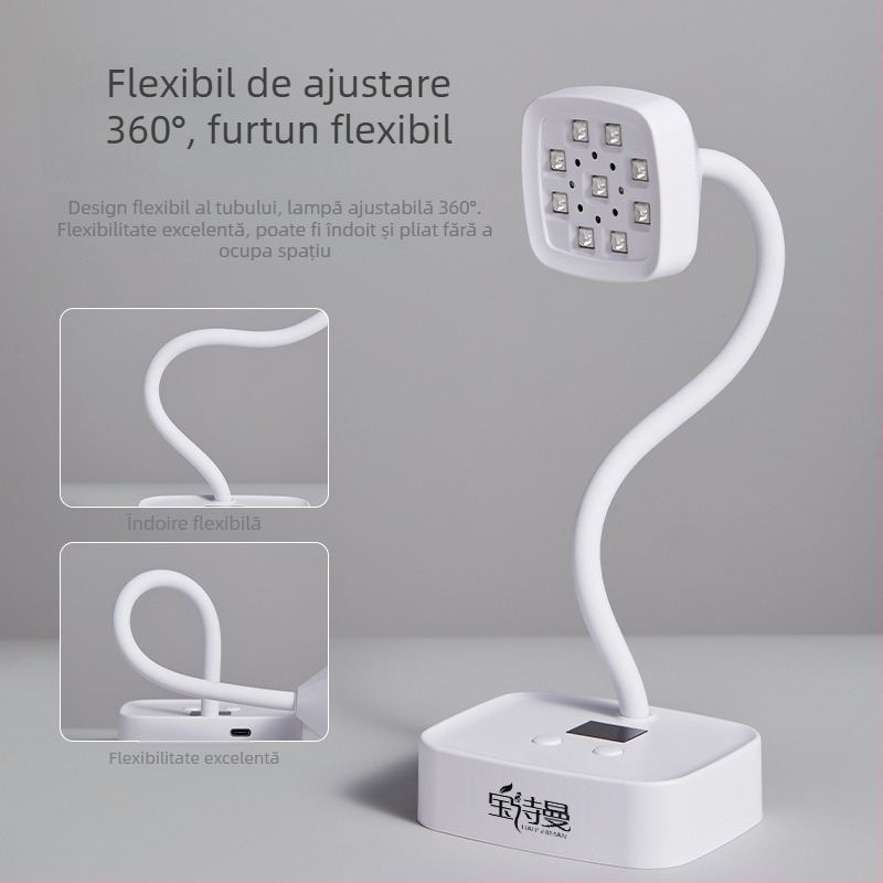 Lampă desktop pentru artă a unghiilor, design lotus, reîncărcabilă, activată prin senzor, uscare rapidă