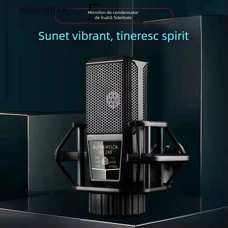 Microfon condenser pentru PC pentru karaoke cu diafragmă mare, baterie încorporată 1200-2000 mAh, autonomie 8-12 h, SNR ≥100 dB, 1 W