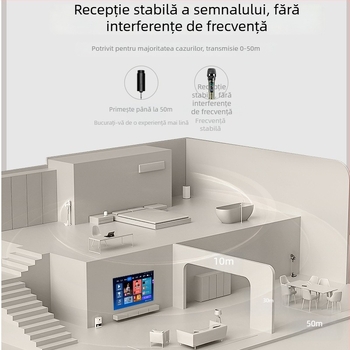 Microfon wireless reîncărcabil pentru karaoke acasă | sistem 1 la 2 | baterie detașabilă 500–800 mAh | autonomie 8–12 h | SNR ≥70 dB | bobină în mișcare