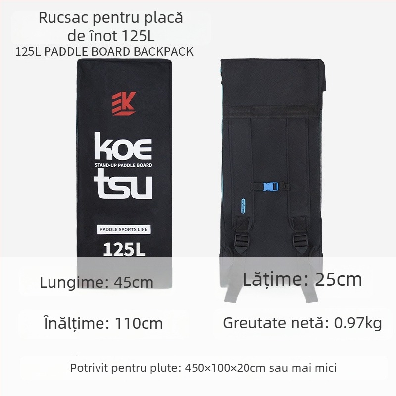 Koetsu rucsac pentru placă SUP, gonflabil, capacitate 125L, material Oxford