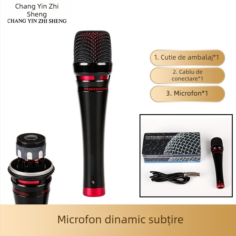 Microfon condensator de mână pentru transmisiuni live, cu conectivitate wireless; captare supercardioidă; răspuns în frecvențe 30 Hz–15 kHz; SNR ≥70 dB