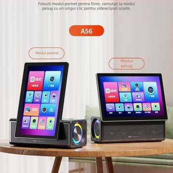 Boxă Karaoke cu microfoane wireless duale, Bluetooth 5.0, sistem cu 6 difuzoare, 50W, baterie încorporată 2000–4000mAh, 100Hz–20kHz