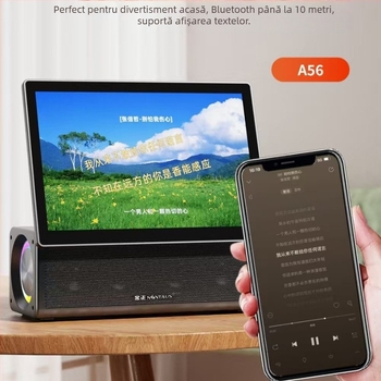 Boxă Karaoke cu microfoane wireless duale, Bluetooth 5.0, sistem cu 6 difuzoare, 50W, baterie încorporată 2000–4000mAh, 100Hz–20kHz