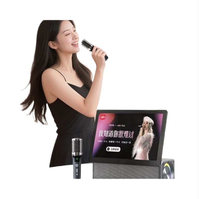 Boxă Karaoke cu microfoane wireless duale, Bluetooth 5.0, sistem cu 6 difuzoare, 50W, baterie încorporată 2000–4000mAh, 100Hz–20kHz