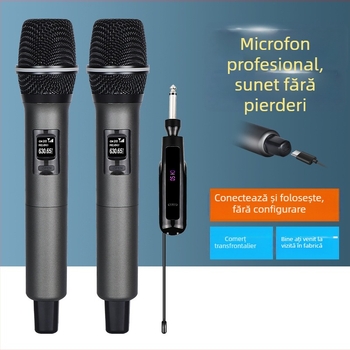Microfon wireless de mână pentru KTV, transmisii live, 2.4 GHz, baterie încorporată 500–800 mAh, răspuns în frecvență 40 Hz–20 kHz, SNR ≥85 dB