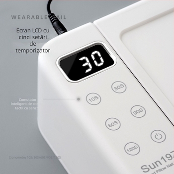SUN19Z Lampă de uscare pentru gel de unghii, cu două mâini, putere mare, pernă pentru mână