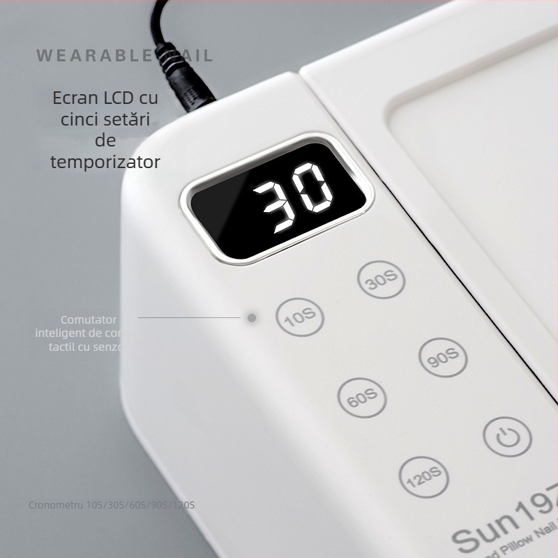 SUN19Z Lampă de uscare pentru gel de unghii, cu două mâini, putere mare, pernă pentru mână
