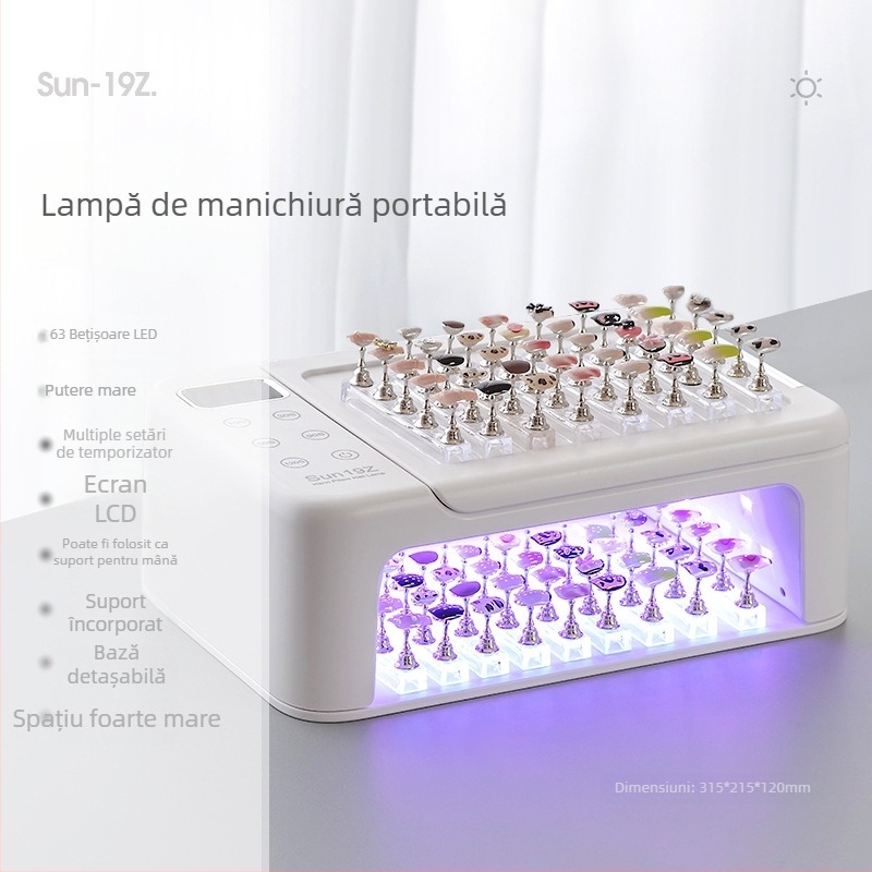 SUN19Z Lampă de uscare pentru gel de unghii, cu două mâini, putere mare, pernă pentru mână