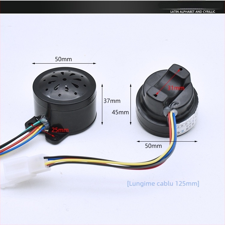 Claxon pentru tricicletă electrică – difuzor 4 în 1, voce de mers înapoi, protecție împotriva furtului (12V, 10W, 1Ω)