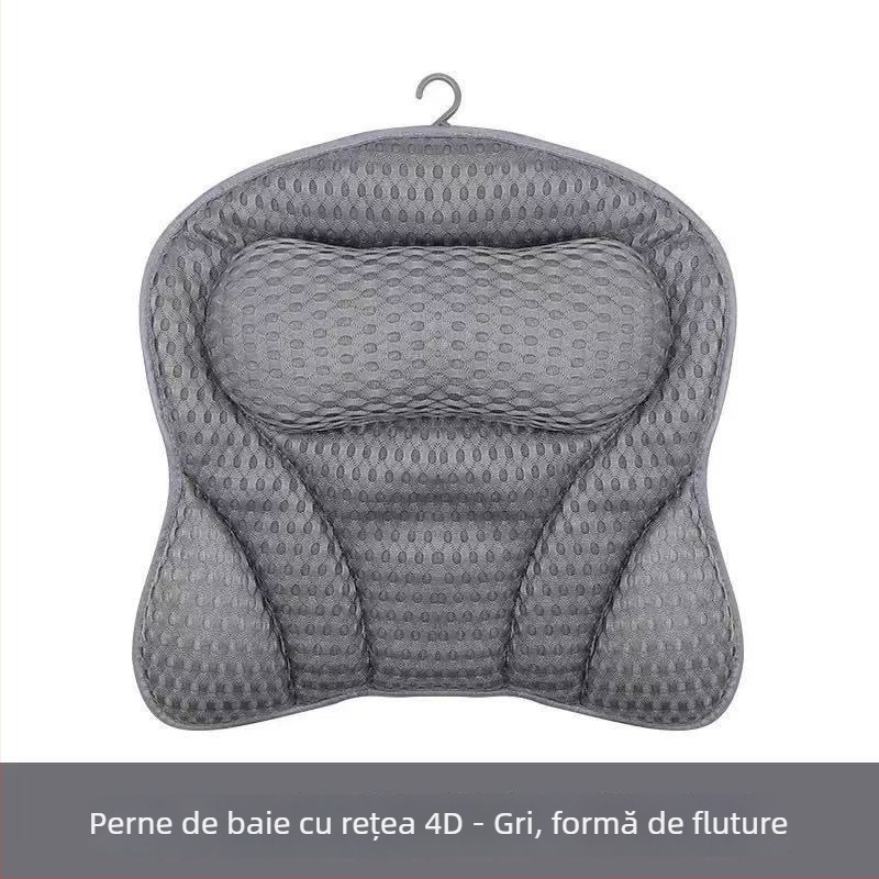 Perna de baie cu plasă 3D, ventuze de prindere, antiderapant, poliester, lavabilă la mașină