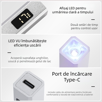 Lampă uscare unghii, manuală, compactă; model: lampă manuală cu lampă pe o linie; marcă autohtonă; licențe pentru mărci private: da; potrivită pentru uz general