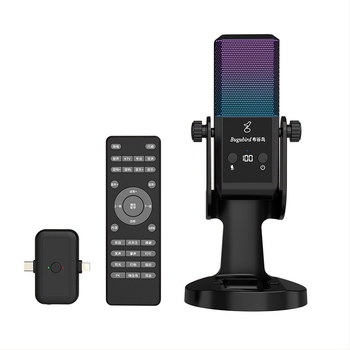 Microfon pentru emisie live cu set de card audio - wireless, 2.1 canale, 100 Hz–20 kHz, SNR ≥95 dB, baterie încorporată 1000–1200 mAh