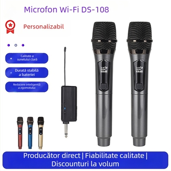 Microfon wireless 2,4 GHz pentru scenă și difuzare în direct | omnidirecțional, card de sunet încorporat, baterie 300–500 mAh, autonomie 6–8 ore