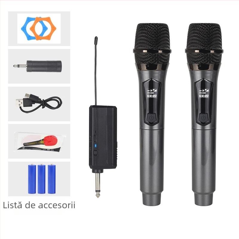 Microfon wireless 2,4 GHz pentru scenă și difuzare în direct | omnidirecțional, card de sunet încorporat, baterie 300–500 mAh, autonomie 6–8 ore