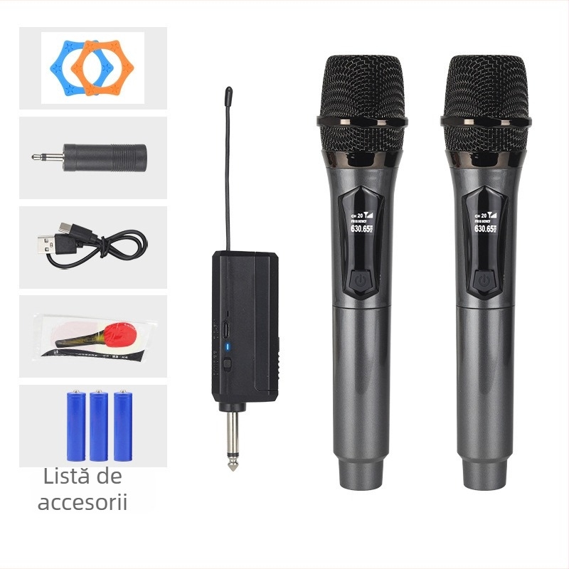 Microfon wireless 2,4 GHz pentru scenă și difuzare în direct | omnidirecțional, card de sunet încorporat, baterie 300–500 mAh, autonomie 6–8 ore