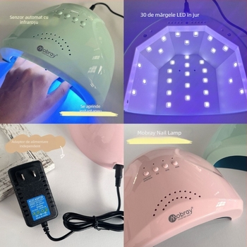 Lampă pentru unghii 48W cu uscare inteligentă pentru gel, model Mobray