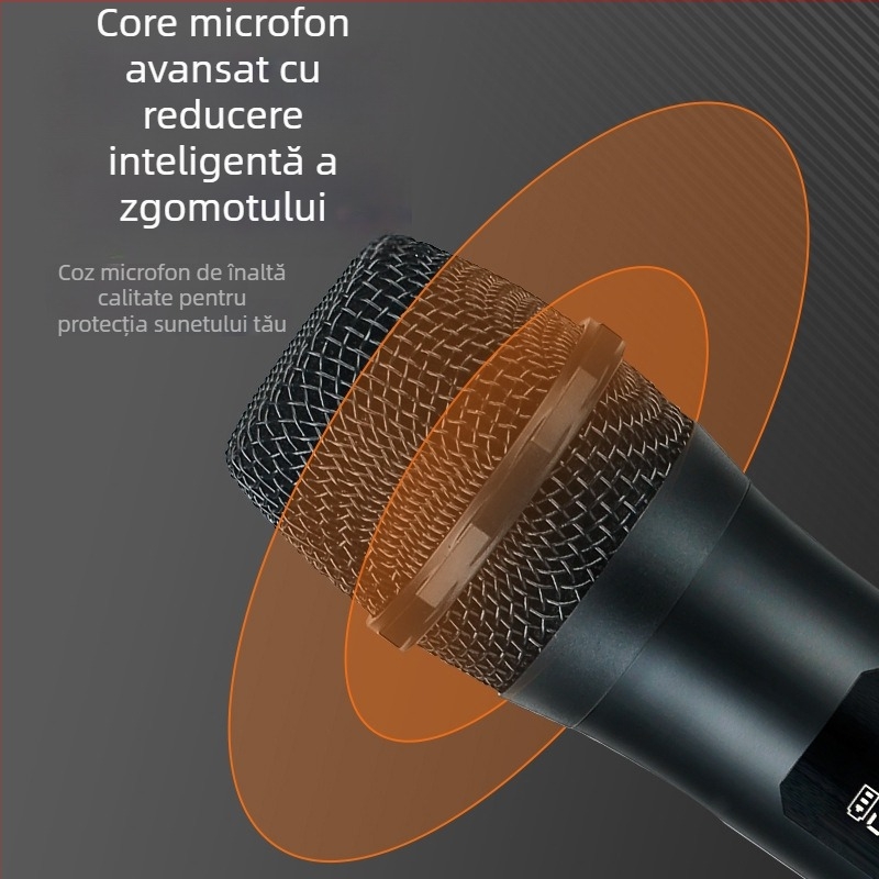 Sistem fără fir microfoane 1-la-4 pentru karaoke acasă și scenă, microfon dinamic, răspuns în frecvență 60Hz-15kHz, SNR ≥75dB, 110-220V, fără baterie încorporată